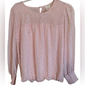 Chic Light Pink Blouse with Textured Design